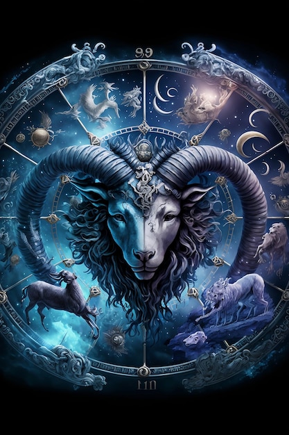 Cercle magique du zodiaque sur fond sombre