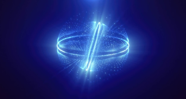 Cercle magique d'énergie bleue boule de sphère d'ondes futuristes et lignes de particules d'énergie atomique