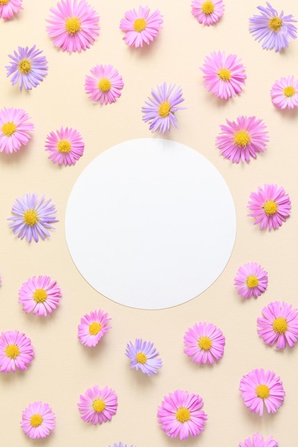 Photo un cercle de marguerites est entouré d'un cercle blanc