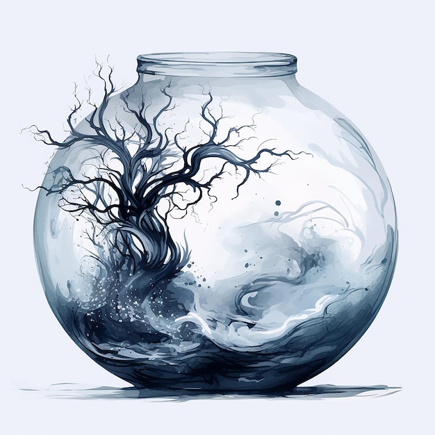 Cercle de nature d'eau de vase de fumée Illustration de stock