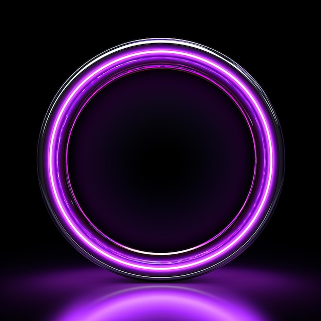 un cercle de néon violet sur fond noir
