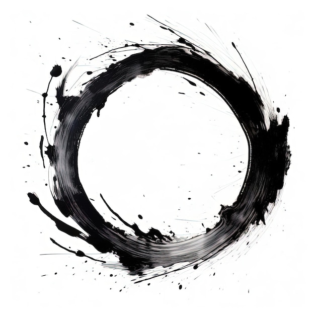 un cercle noir et blanc sur un fond dans le style de miyamoto musashi