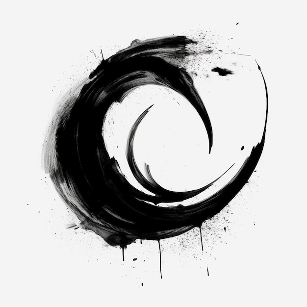 un cercle noir sur fond blanc avec une spirale au milieu.