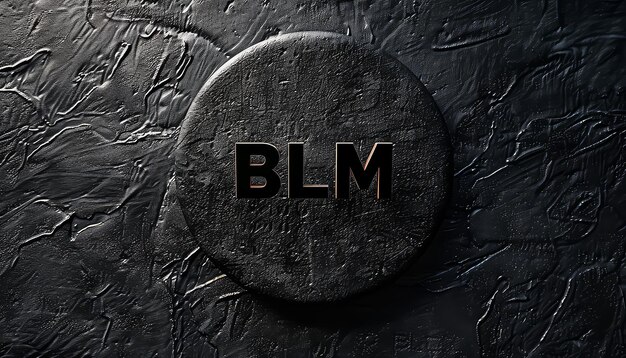 Un cercle noir avec les lettres BLM dessus