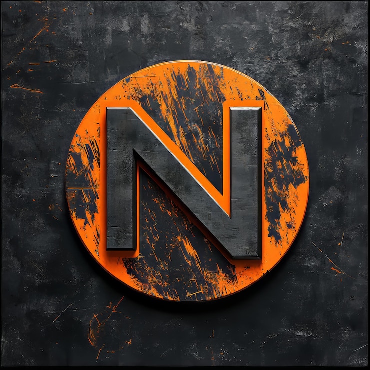 Photo un cercle noir et orange avec la lettre n dessus