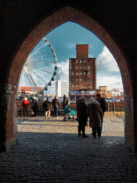 Photo cercle panoramique d'ambersky à gdansk, en pologne