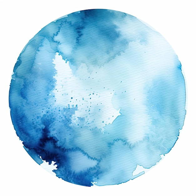 un cercle peint à l'aquarelle bleue sur fond blanc photo de stock dans le style de l'expressionnisme épais