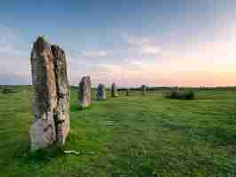 Photo le cercle de pierre hurlers sur bodmin moor