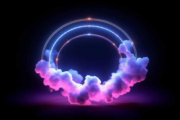 Un cercle rose et bleu avec le mot nuage dessus