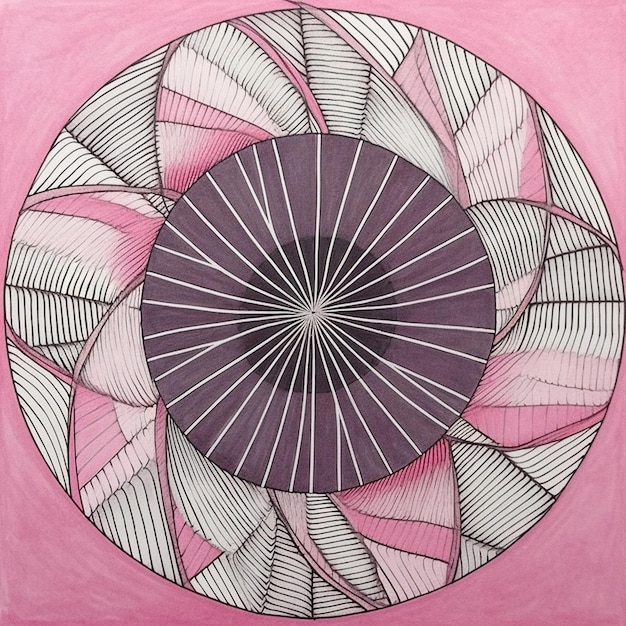 Photo un cercle rose et brun avec un fond rose et un cercle avec un motif de lignes.