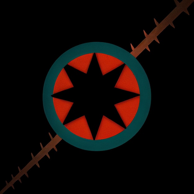 Un cercle rouge avec une étoile au milieu entourée d'un cercle bleu.