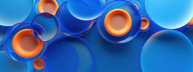 Des cercles bleus et orange vibrants dans un motif dynamique Art abstrait AI Génératif