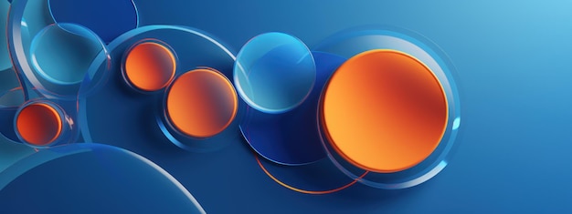 Des cercles bleus et orange vibrants dans un motif dynamique Art abstrait AI Génératif