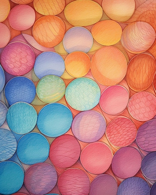 des cercles colorés sont disposés en rangée.