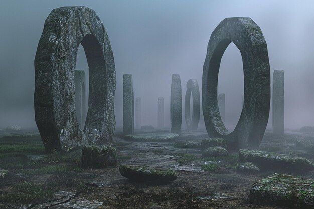 Photo des cercles de pierre énigmatiques imprégnés de mystère