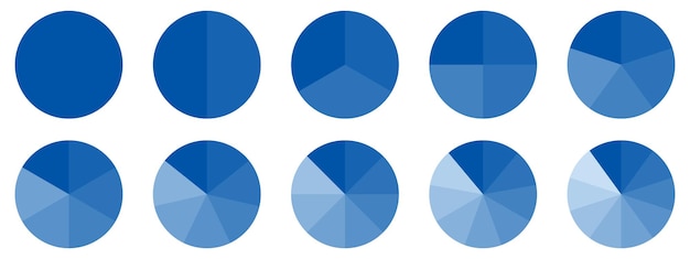 Les cercles sont divisés par un diagramme 3 10 7 graphique icône de forme de tarte graphique de section