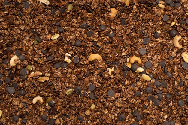 Céréales granola au chocolat aux noix