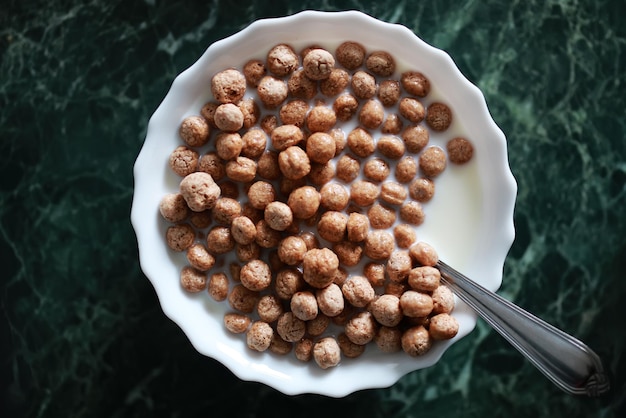 Céréales de petit déjeuner avec du lait