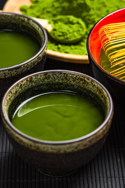 Cérémonie de consommation de thé vert matcha relaxant