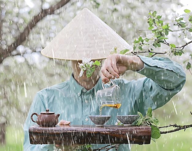 cérémonie du thé chine printemps thé vert, nature à base de plantes