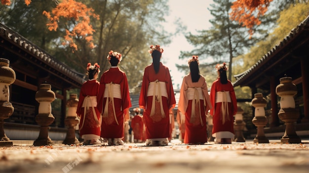 Cérémonie de mariage japonaise traditionnelle, vue arrière