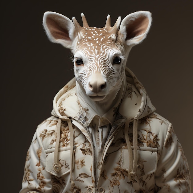 Photo un cerf en 3d portant des vêtements mignons