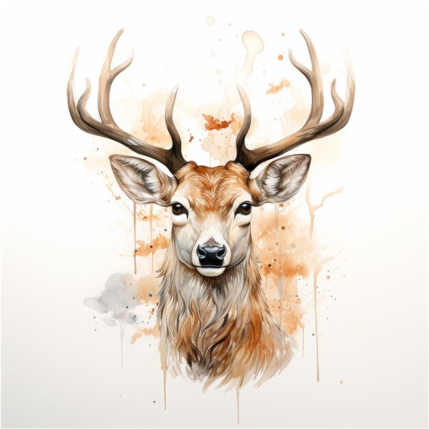 cerf à l'aquarelle