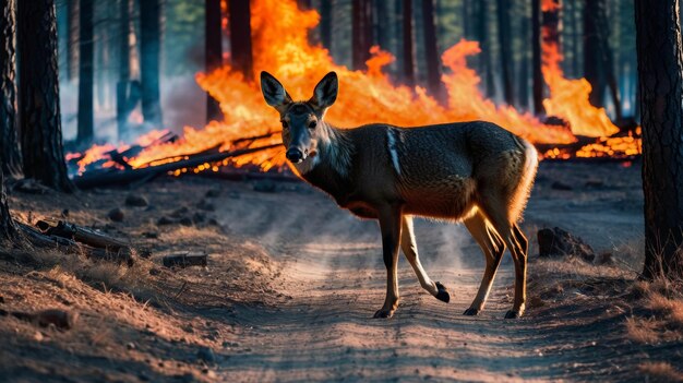 Un cerf au milieu d'une forêt