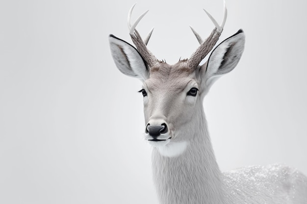 Un cerf au visage blanc et aux yeux noirs