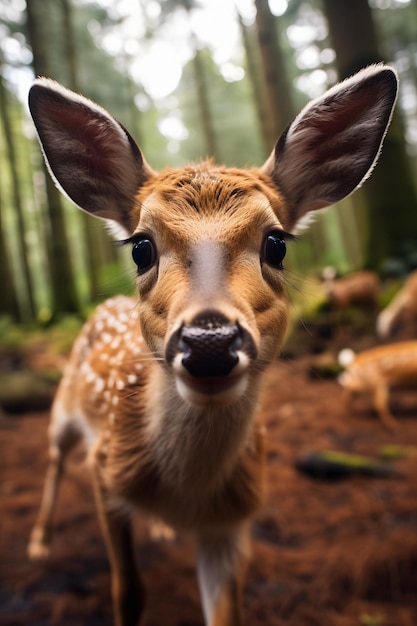 Photo un cerf aux grands yeux regardant la caméra.