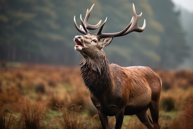 un cerf avec la bouche ouverte et sa bouche ouverte