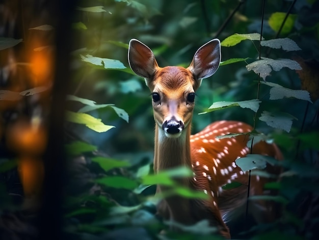 Un cerf caché dans la forêt