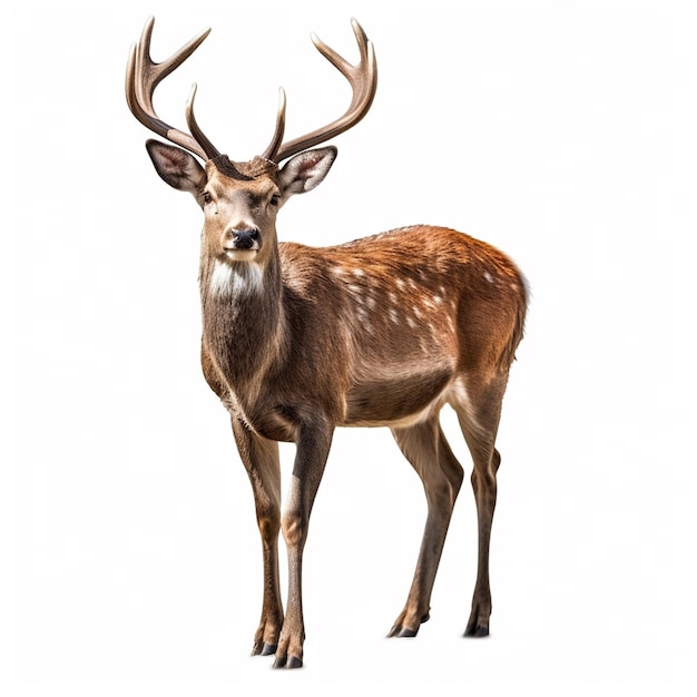 Un cerf avec des cornes et un nez qui dit "le mot cerf" dessus.