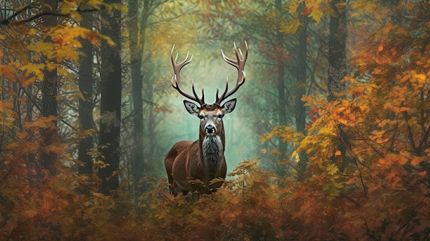 un cerf dans les bois