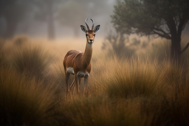 Un cerf dans la brume