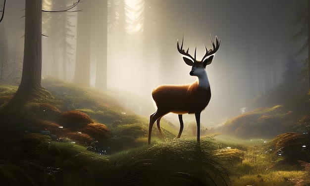 Le cerf dans la forêt