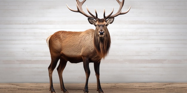 Cerf élaphe devant fond blanc remasterisé IA générative