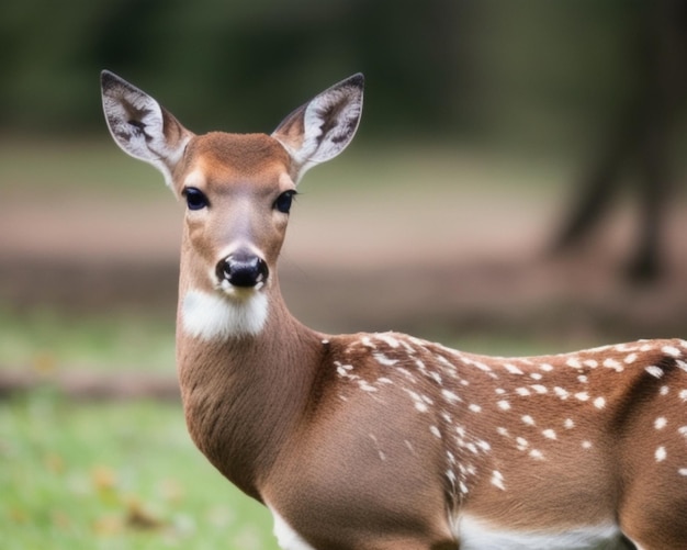 Photo un cerf est debout dans l'herbe avec une tache blanche sur son visage.