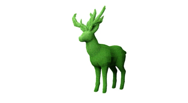 Cerf fait en 3D avec rendu 3D d'herbe verte Journée de la terre environnementale