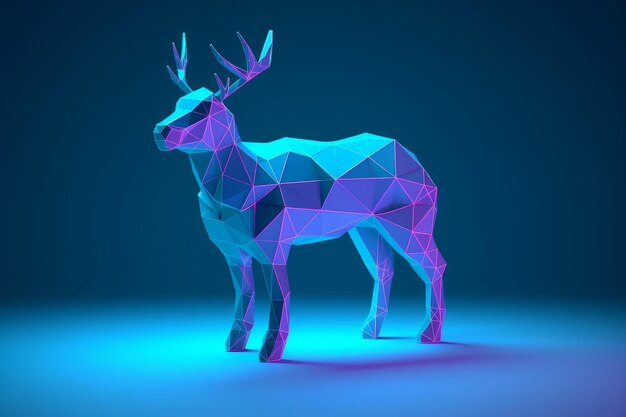 Un cerf sur fond bleu et violet