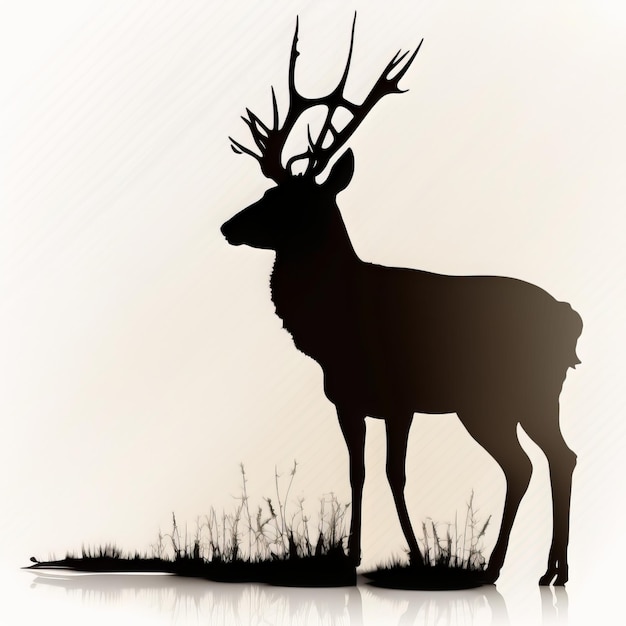 Un cerf avec un fond noir et un arbre au milieu.