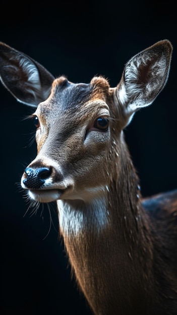 Un cerf avec un fond noir