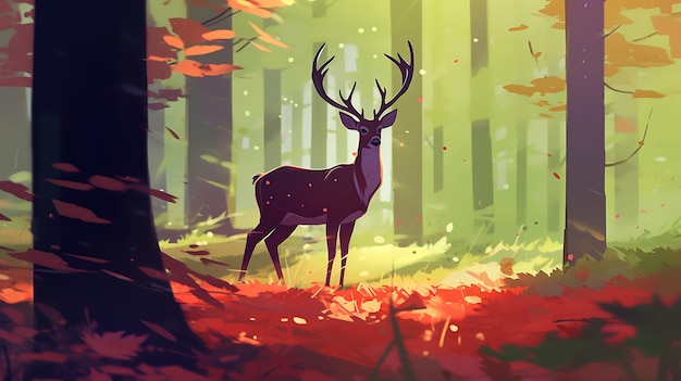 Le cerf de la forêt enchantée