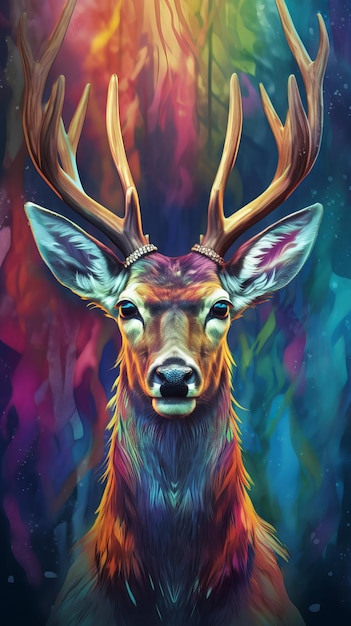 Cerf mâle aux couleurs vives