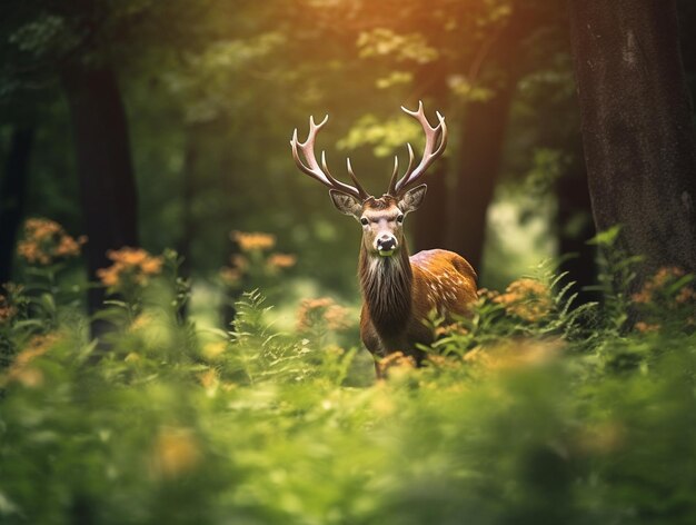 Cerf mâle dans la nature