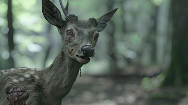 un cerf avec un nez noir et un nez brun et un nez noir