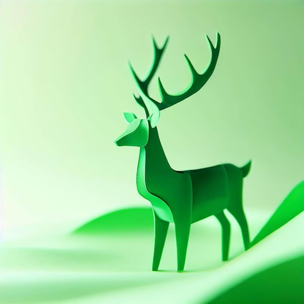 Cerf papier vert nature