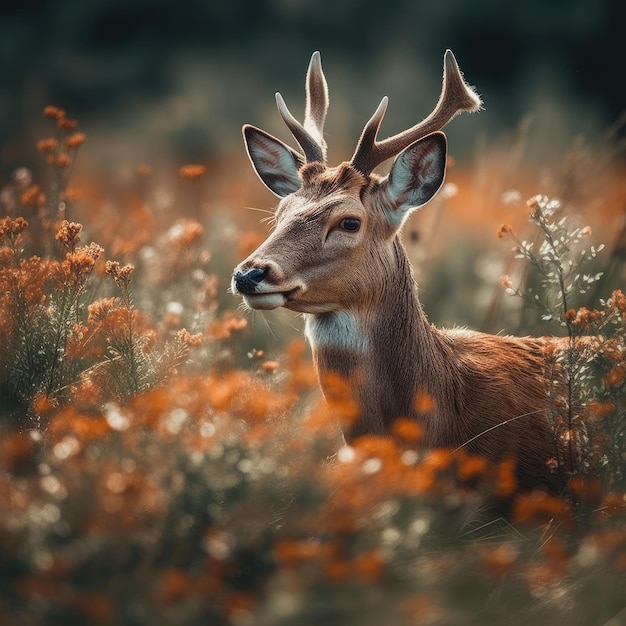 Un cerf rouge dans la neige