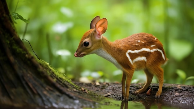 Un cerf souris gracieux avec son bébé