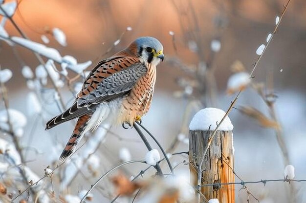 Une cerise américaine perchée sur un poteau de clôture